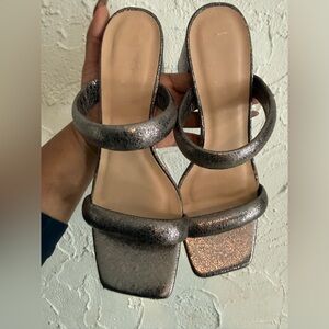 ShuShop Metallic Silver Heeled Sandals